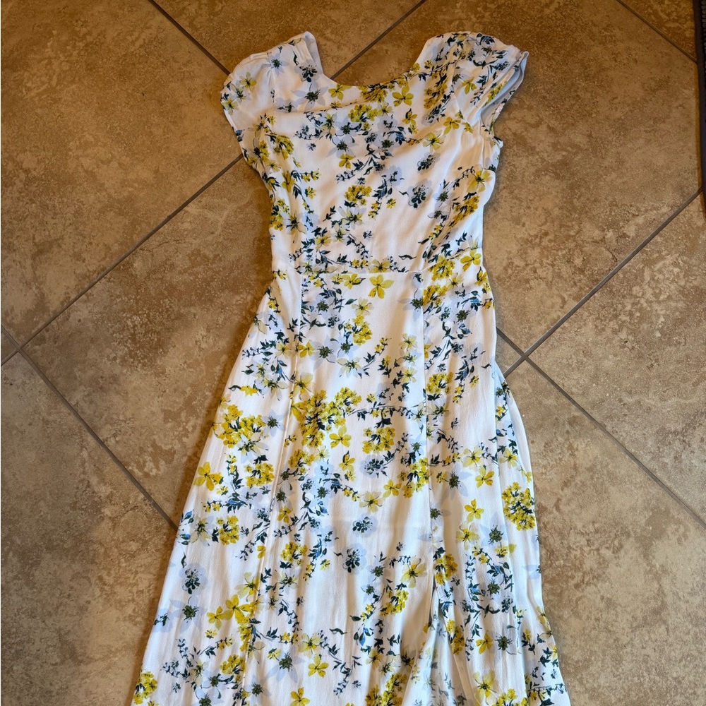 Banana Republic Floral White and Yellow Women's Dress